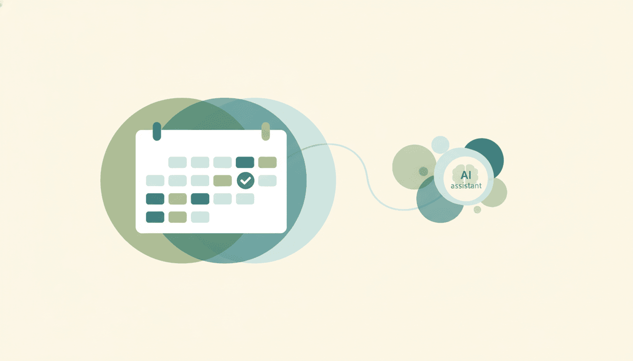 A terminal-style Codex panel wired to a calendar via a config file, alongside an autonomous assistant agent booking meetings on its own