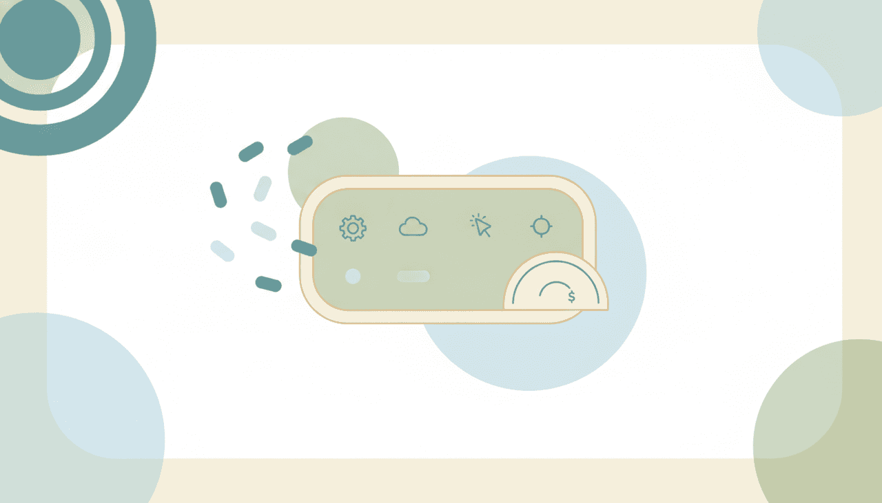 Token chips flowing into a UI component card with a price tag, illustrating token-credit pricing