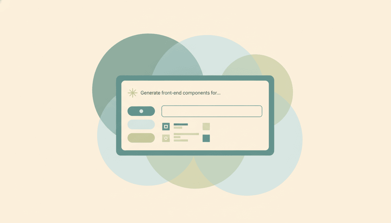A polished UI component generating from a prompt, illustrating AI front-end interface generation
