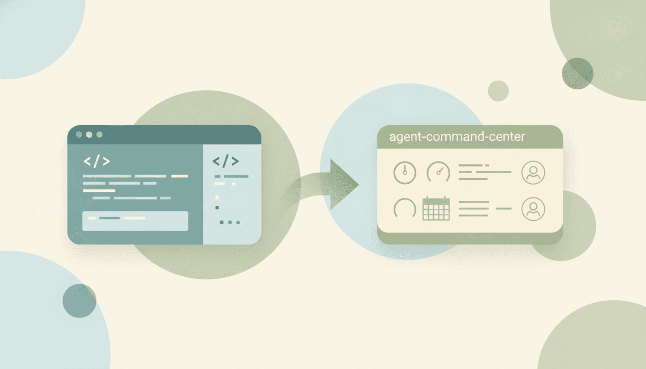 A code-editor window transforming into an agent command center, illustrating an IDE rebrand